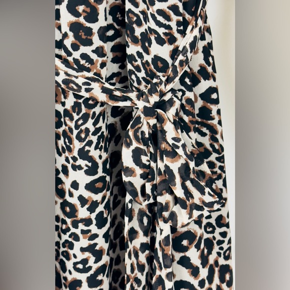 Sanctuary Tie Waist Leopard Ruch High Neck Long Semisheer Sleeves Mini D… - Picture 8 of 11